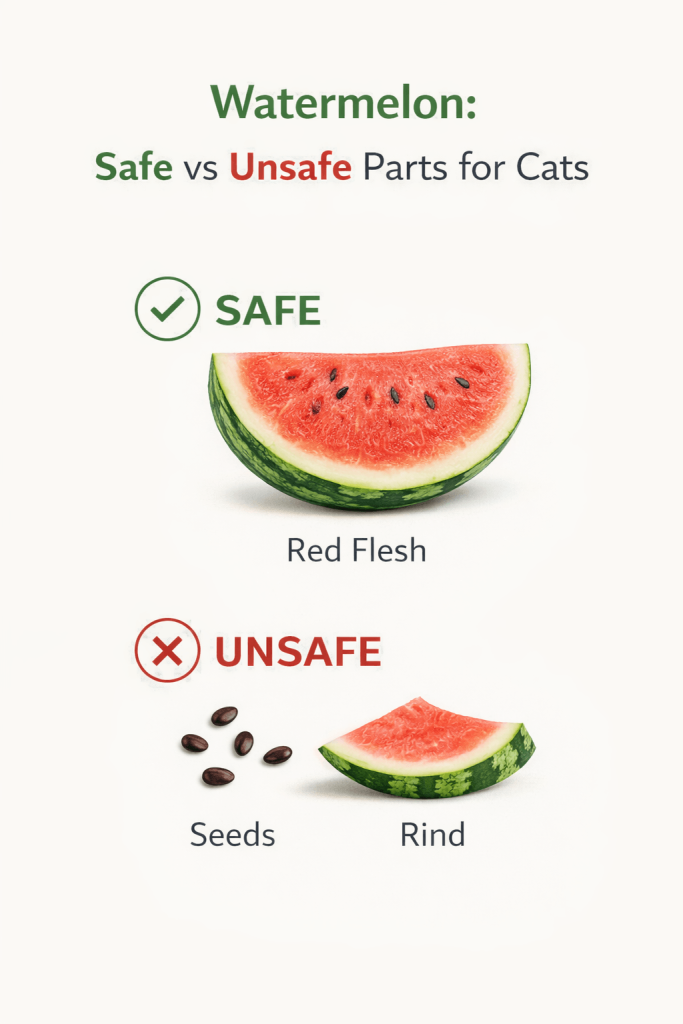 watermelon safe and unsafe parts for cats seeds rind infographic