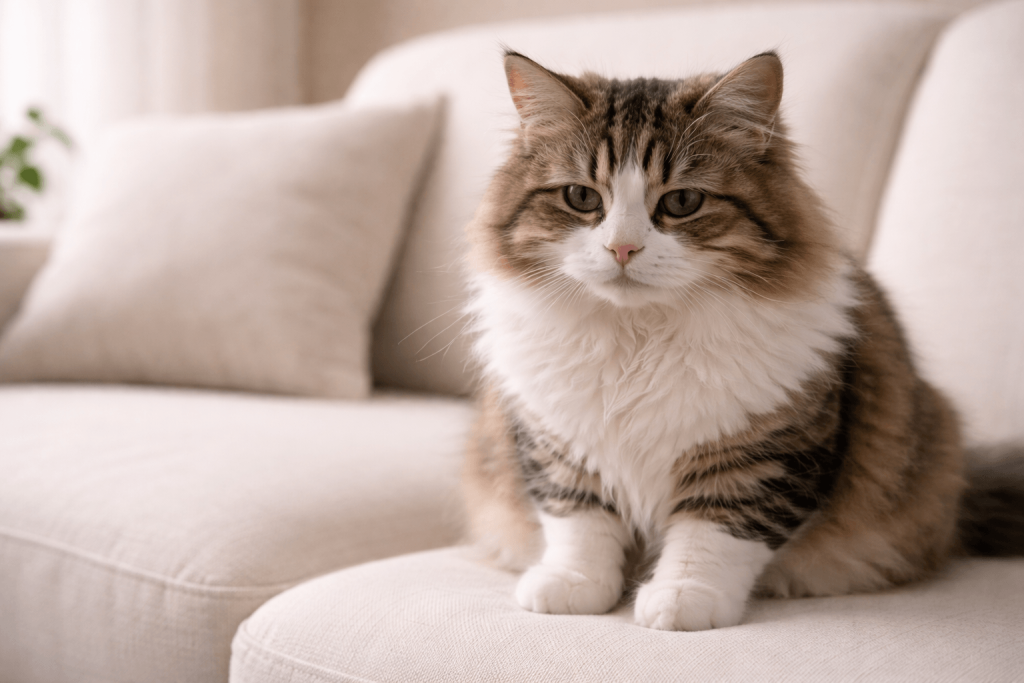 cat resting indoors being monitored for illness signs