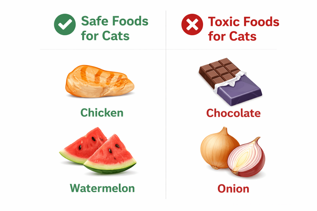 safe and toxic foods chart for cats
